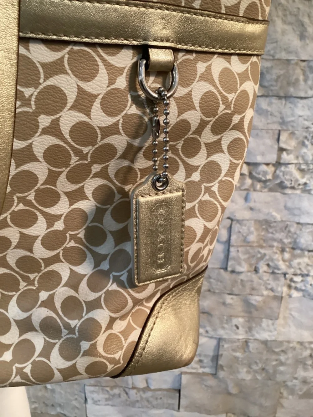 Coach Heritage Stripe Signature Diaper Bag